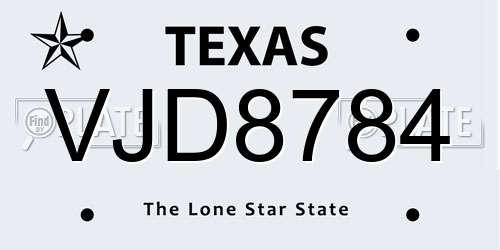 VJD8784 Texas License Plate