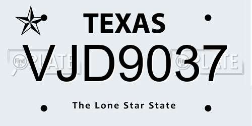 VJD9037 Texas License Plate