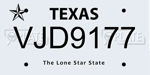 VJD9177 Texas License Plate