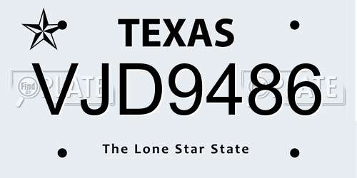 VJD9486 Texas License Plate