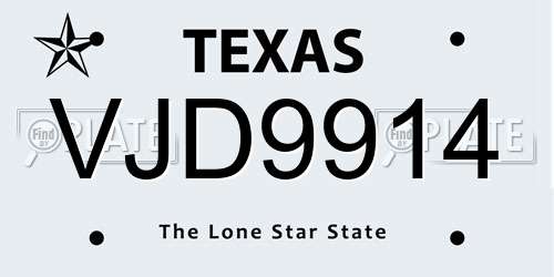VJD9914 Texas License Plate