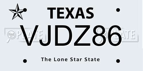 VJDZ86 Texas License Plate