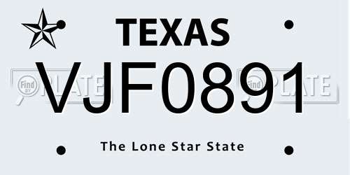 VJF0891 Texas License Plate