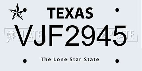 VJF2945 Texas License Plate