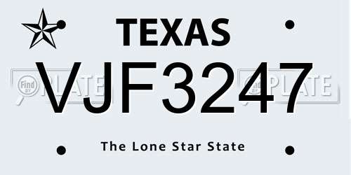 VJF3247 Texas License Plate