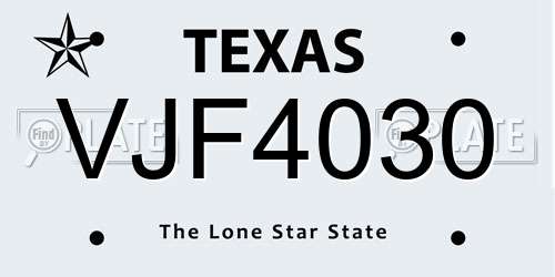 VJF4030 Texas License Plate