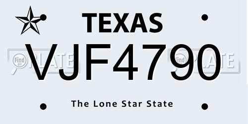 VJF4790 Texas License Plate