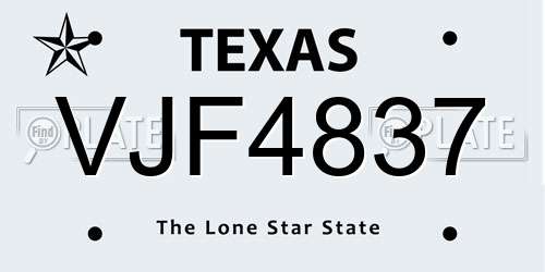 VJF4837 Texas License Plate