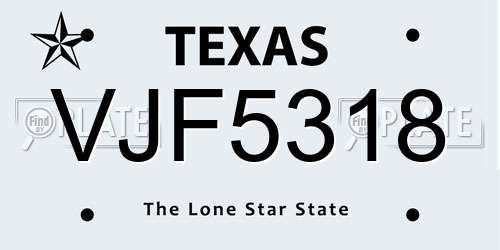 VJF5318 Texas License Plate