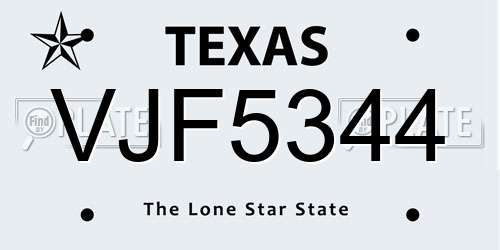 VJF5344 Texas License Plate