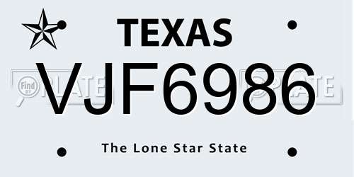 VJF6986 Texas License Plate