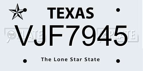 VJF7945 Texas License Plate