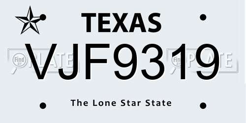 VJF9319 Texas License Plate