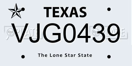 VJG0439 Texas License Plate