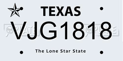 VJG1818 Texas License Plate