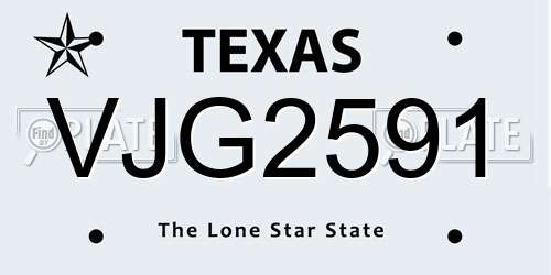 VJG2591 Texas License Plate