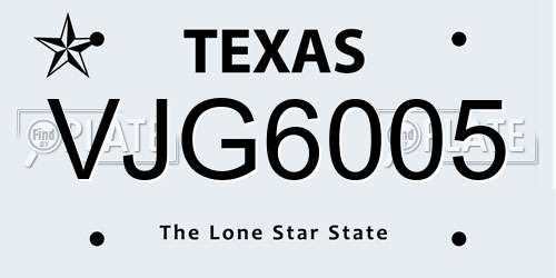 VJG6005 Texas License Plate