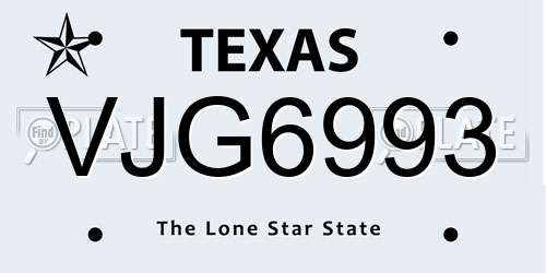 VJG6993 Texas License Plate