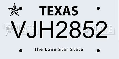 VJH2852 Texas License Plate