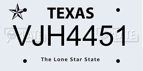 VJH4451 Texas License Plate