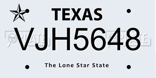 VJH5648 Texas License Plate