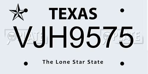 VJH9575 Texas License Plate