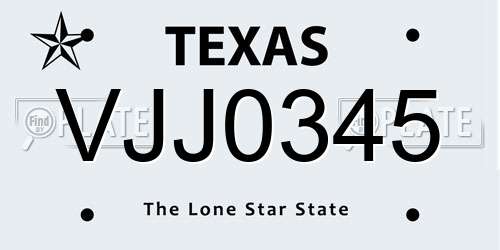 VJJ0345 Texas License Plate
