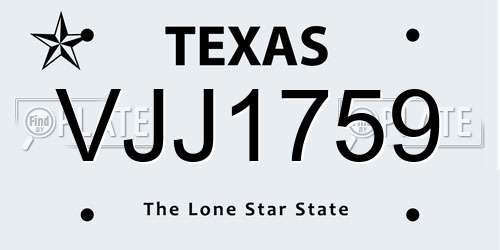 VJJ1759 Texas License Plate