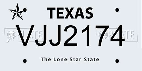 VJJ2174 Texas License Plate