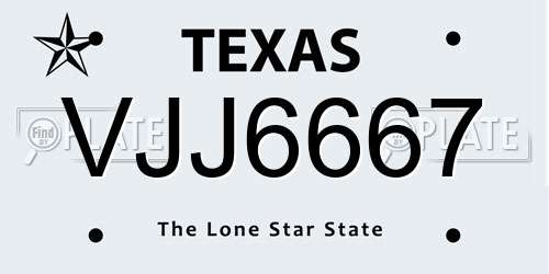 VJJ6667 Texas License Plate