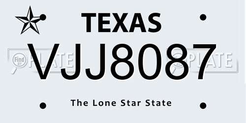 VJJ8087 Texas License Plate