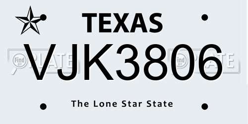 VJK3806 Texas License Plate