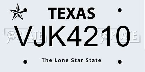 VJK4210 Texas License Plate