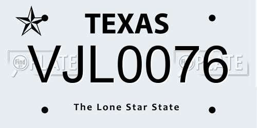VJL0076 Texas License Plate