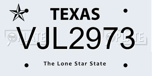 VJL2973 Texas License Plate