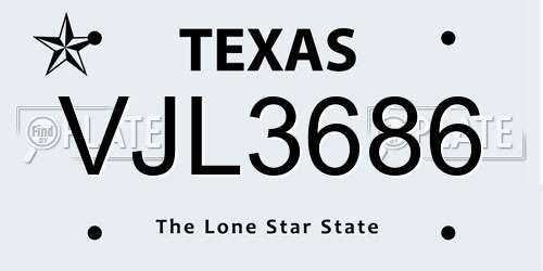 VJL3686 Texas License Plate