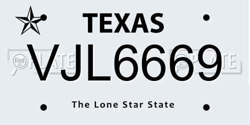 VJL6669 Texas License Plate