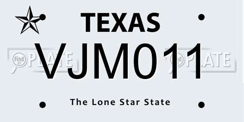 VJM011 Texas License Plate