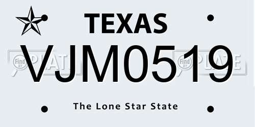 VJM0519 Texas License Plate