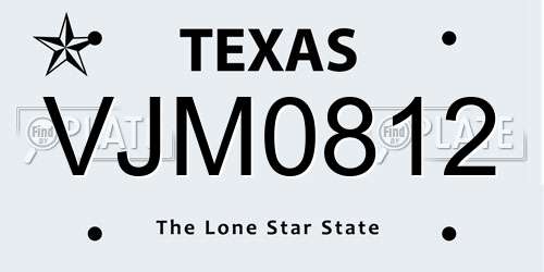 VJM0812 Texas License Plate