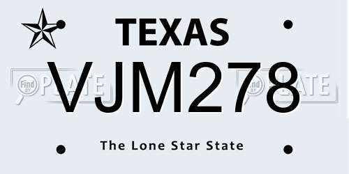 VJM278 Texas License Plate