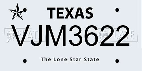 VJM3622 Texas License Plate