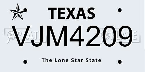 VJM4209 Texas License Plate
