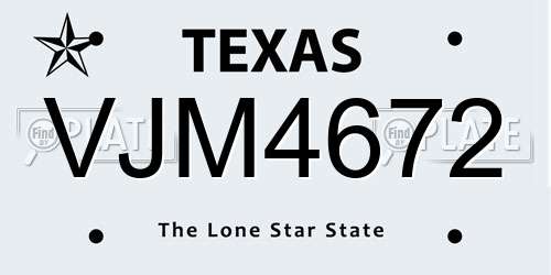 VJM4672 Texas License Plate