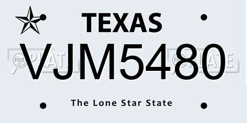 VJM5480 Texas License Plate