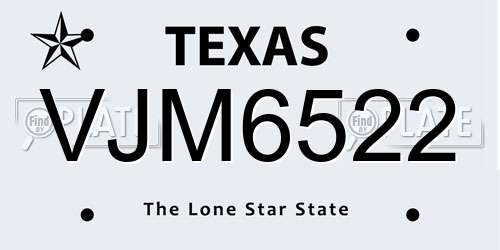 VJM6522 Texas License Plate