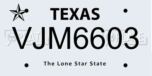 VJM6603 Texas License Plate