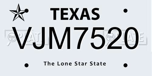 VJM7520 Texas License Plate