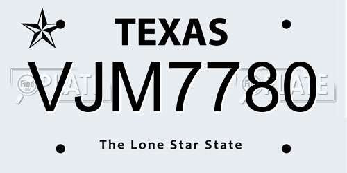 VJM7780 Texas License Plate