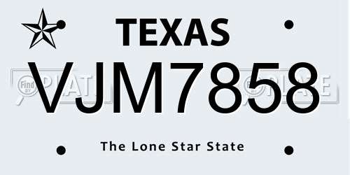 VJM7858 Texas License Plate